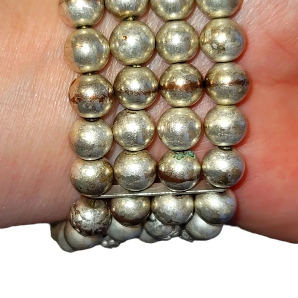 Cross Beaded Pearl Bracelet with Elastic Bands